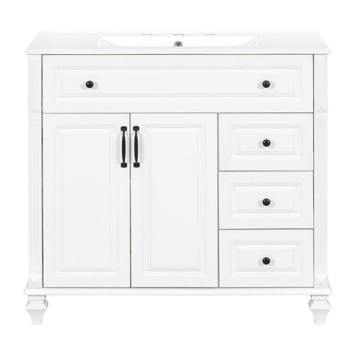 Modern Bathroom Vanity With Sink, 3 Drawers & 2 Doors Hearth and Haven