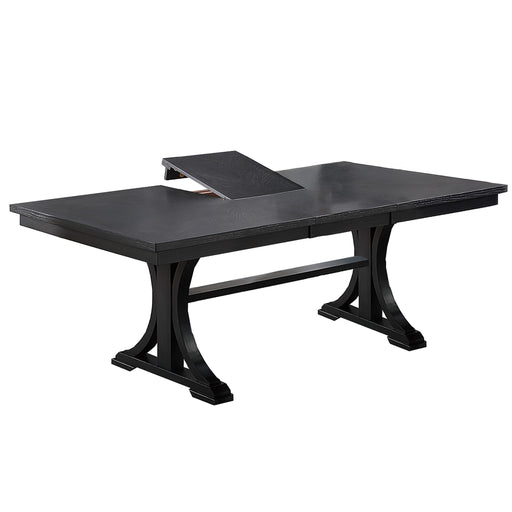 Rectangle Dining Table With Butterfly Leaf, Trestle Base - Charcoal Home Essentials