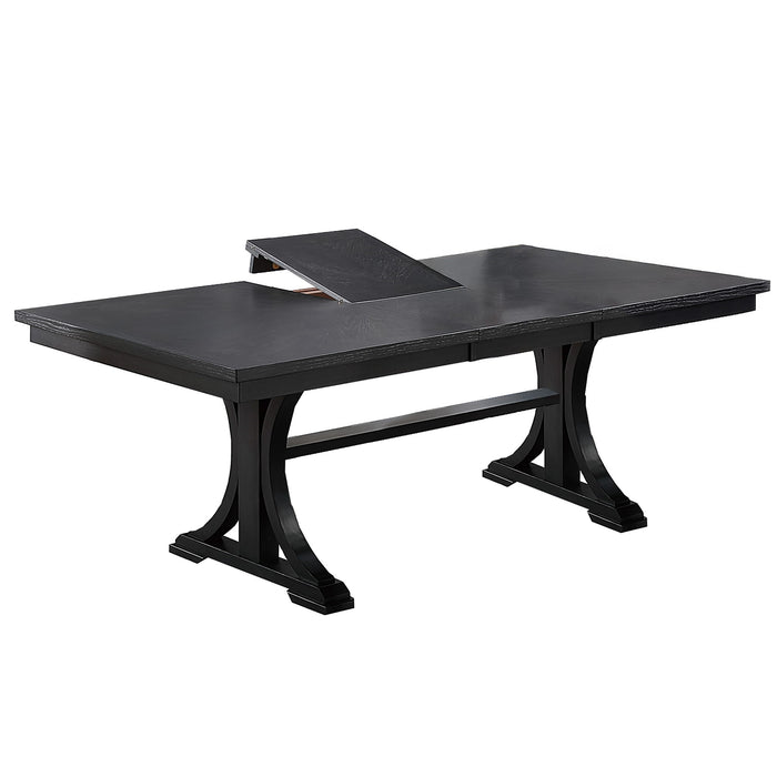 Rectangle Dining Table With Butterfly Leaf, Trestle Base - Charcoal Home Essentials