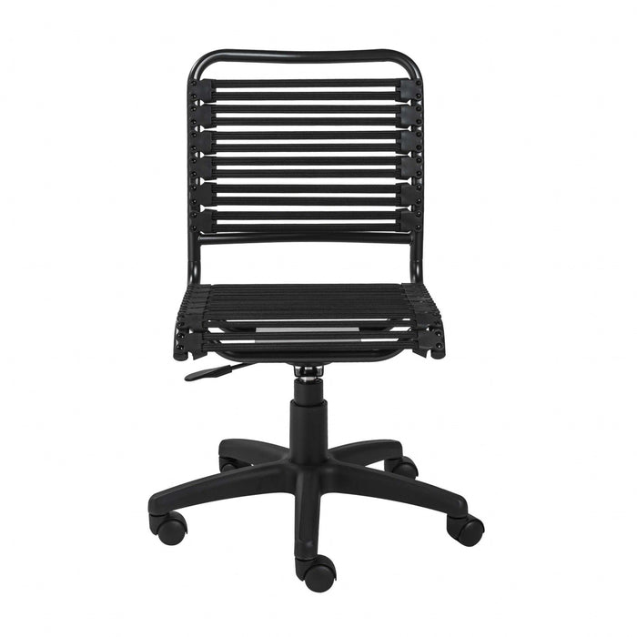 Adjustable Swivel Bungee Rolling Office Chair - Black