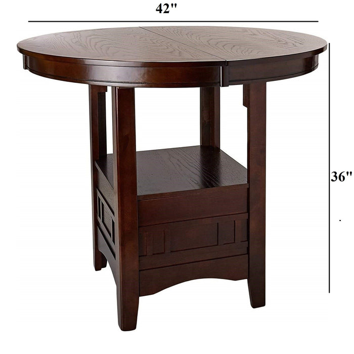 Round Counter Height Dining Table Only With Shelves - Brown Mix Home Essentials
