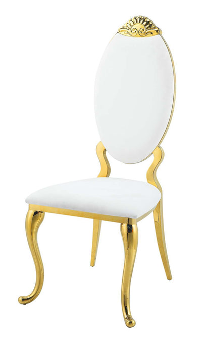 Fallon - Side Chair (Set of 2) - White PU & Mirroed Gold Finish