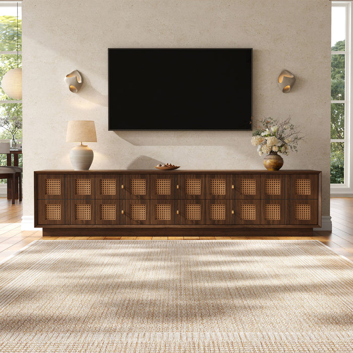 Media Console TV Stand With 6 Drawers & 2 Cabinets - Walnut Hearth and Haven