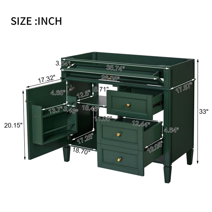 Bathroom Vanity With 2 Drawers And Tip-Out Drawer, Storage Cabinet Hearth and Haven