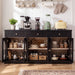 Sideboard Cabinet With 3 Drawers And 6 Arched Glass Doors Home Essentials