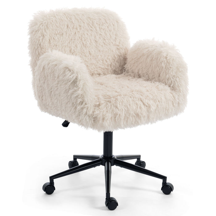 Swivel Chair With Adjustable Armrests And Wheels For Home Office - Beige Home Essentials