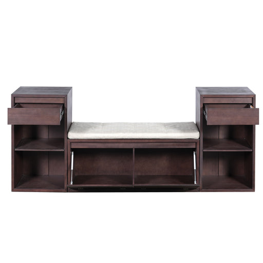 Entryway Storage Bench With Cushion, Drawers & Open Shelves Hearth and Haven