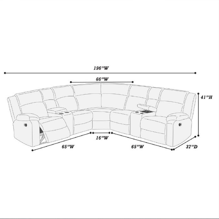 Manual Motion Reclining Sectional LAF / RAF Loveseat With Consoles Cup Holders Upholstered Living Room - Black Home Essentials