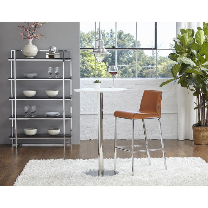 Metallic Rounded Steel Bar Table - White And Silver