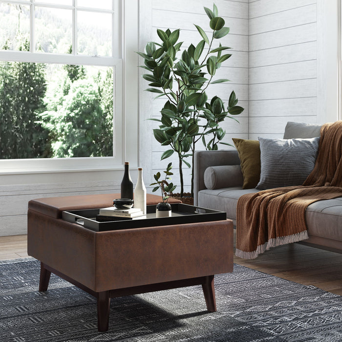 Owen - Tray Top Small Coffee Table Upholstered Storage Ottoman Simpli-Home