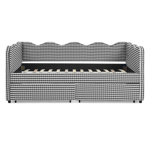 Gingham Daybed With USB Charging Port, Wave-Shaped Design Home Essentials