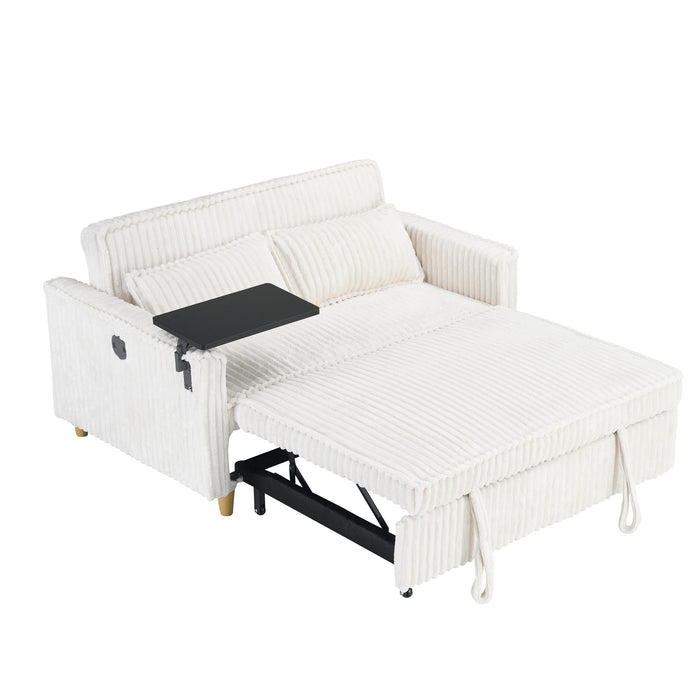 Pull Out Sofa With Movable Tabletop And USB Ports Home Essentials