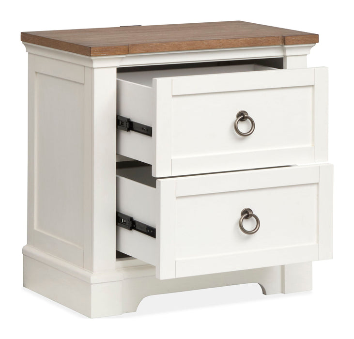 Kingston - Drawer Nightstand - Whisper White And Cerused Nutmeg Magnussen Furniture