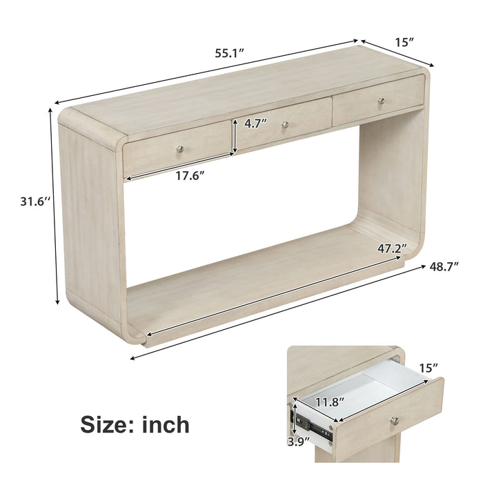 onsole Table With 3 Drawers And Display Shelf Noble House