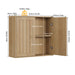 Wall Mounted Bathroom Cabinet With Double Doors And Vertical Grooved Design For Bathrooms - Oak Home Essentials