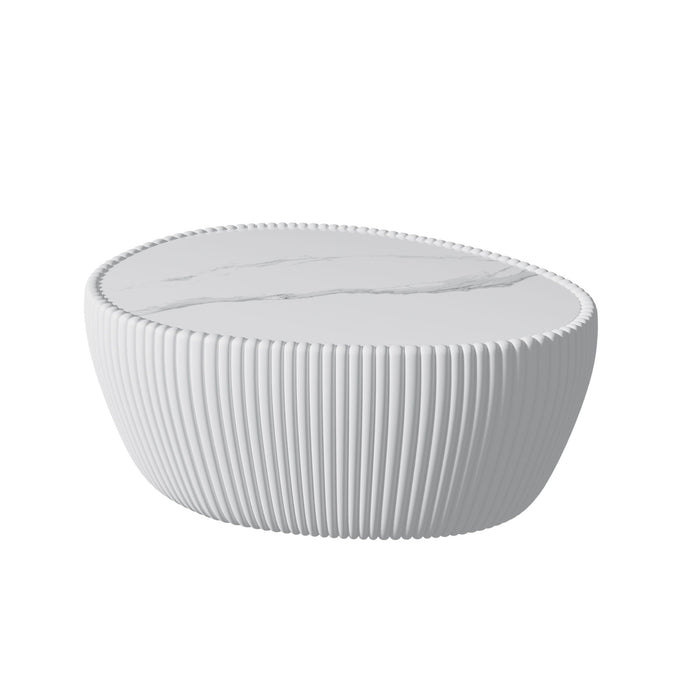 Goose Egg Shape Coffee Table For Living Room - White Pu Home Essentials