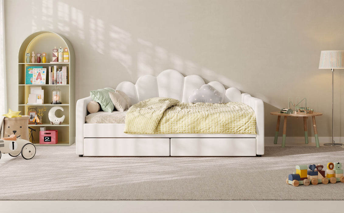 Shell Shaped Upholstered Daybed Frame With Slats Dreamland