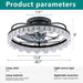 Ceiling Fan With Light, Flower Caged Ceiling Fan With Remote, LED Low Profile Ceiling Light - Matte Black Daily Nest