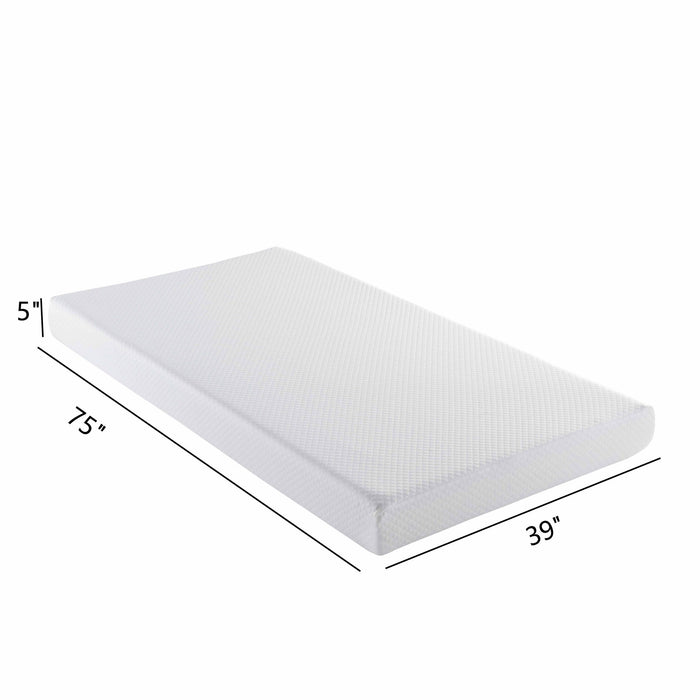 5" Medium Firm Memory Foam Mattress - White - Twin Size Daily Nest