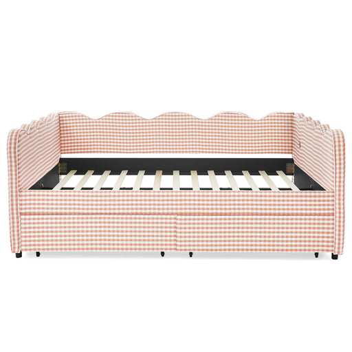 Gingham Daybed & USB Charging Port, Wave Shaped Design Home Essentials