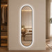 Capsule Shaped Dimmable LED Full Length Wall Mirror With Frame - Silver Daily Nest