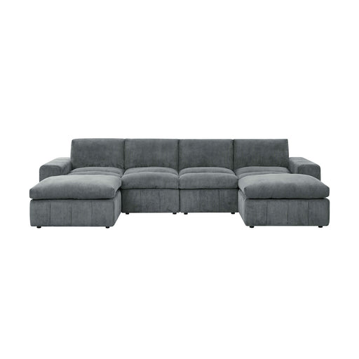 Upholstered Sectional With 2 Ottomans Living Room Seating - Dark Gray Home Essentials