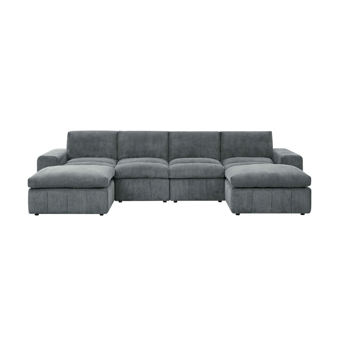 Upholstered Sectional With 2 Ottomans Living Room Seating - Dark Gray Home Essentials