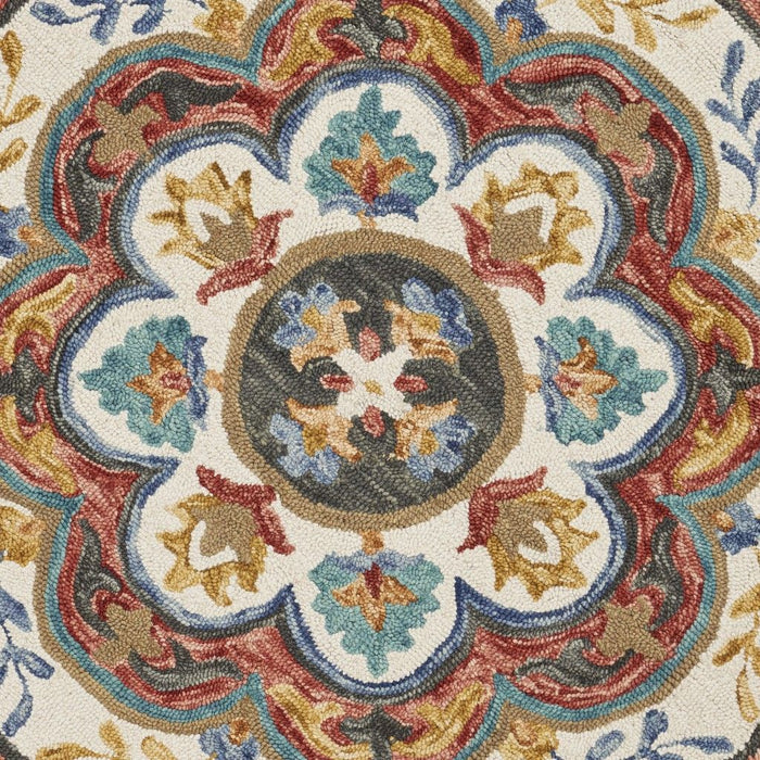 4' Round Layered Petals Area Rug - Red