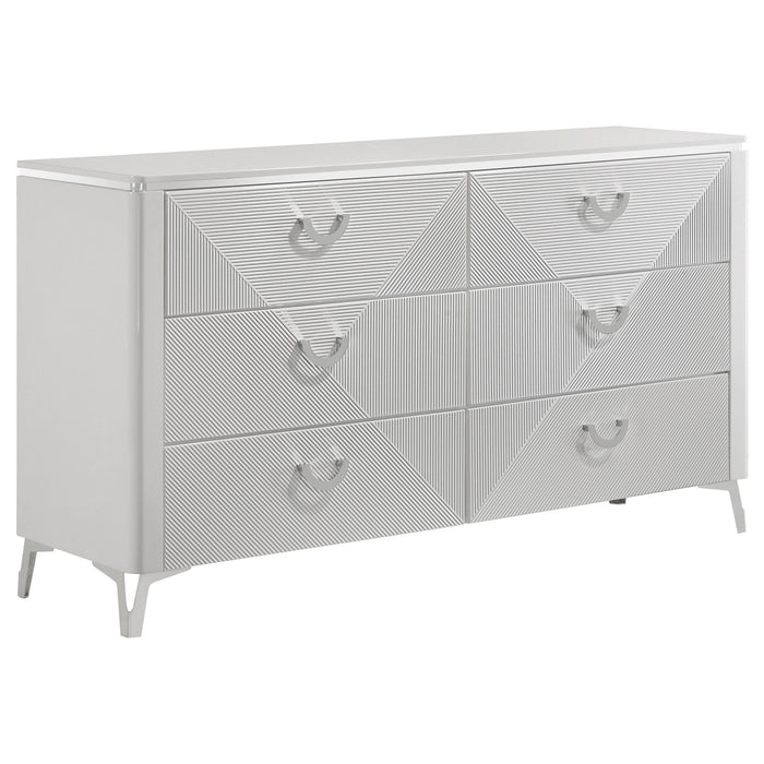 Buckley - 6 Drawer Dresser - Gloss White Furniture Max