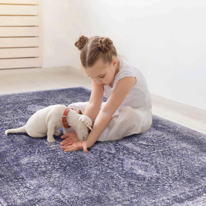 2' x 3' Machine Washable Area Rugs, Low-Pile, Non-Slip, Non-Shedding, Foldable, Kid & Pet Friendly Area Rugs For Living Room, Bedroom, Kitchen, Dining Room Rug, Perfect Gifts - Anthracite