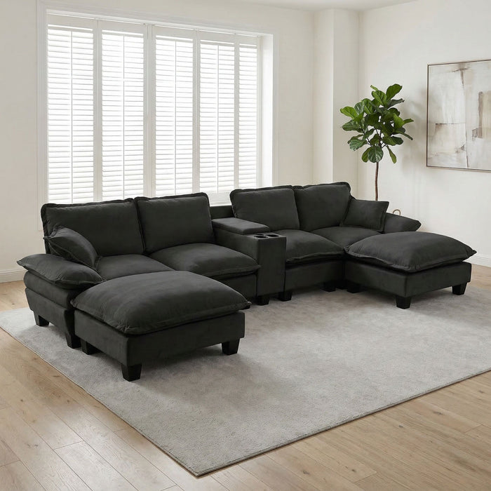 Modular Cloud Couch Sofa With Cup Holders & Storage, USB Port Home Essentials