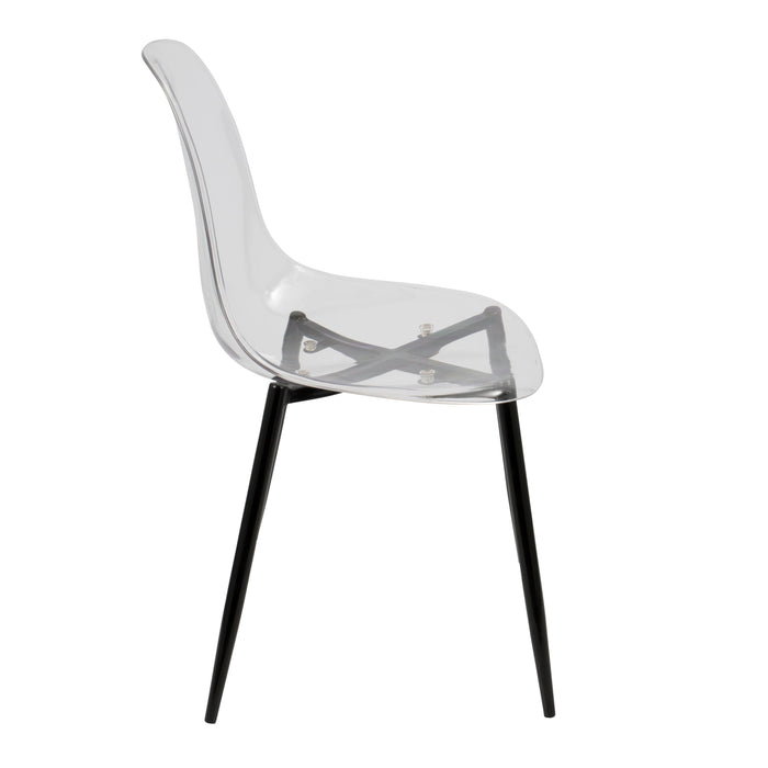 Clara - Mid-Century Modern Dining Chair (Set of 2) - Black / Clear