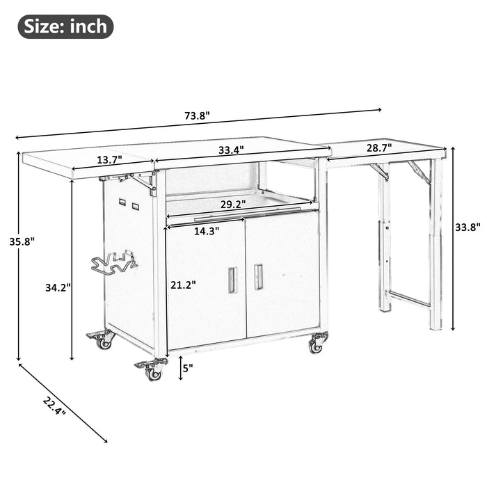 Foldable Outdoor Prep Station BBQ Cart With Trash Rack Hearth and Haven