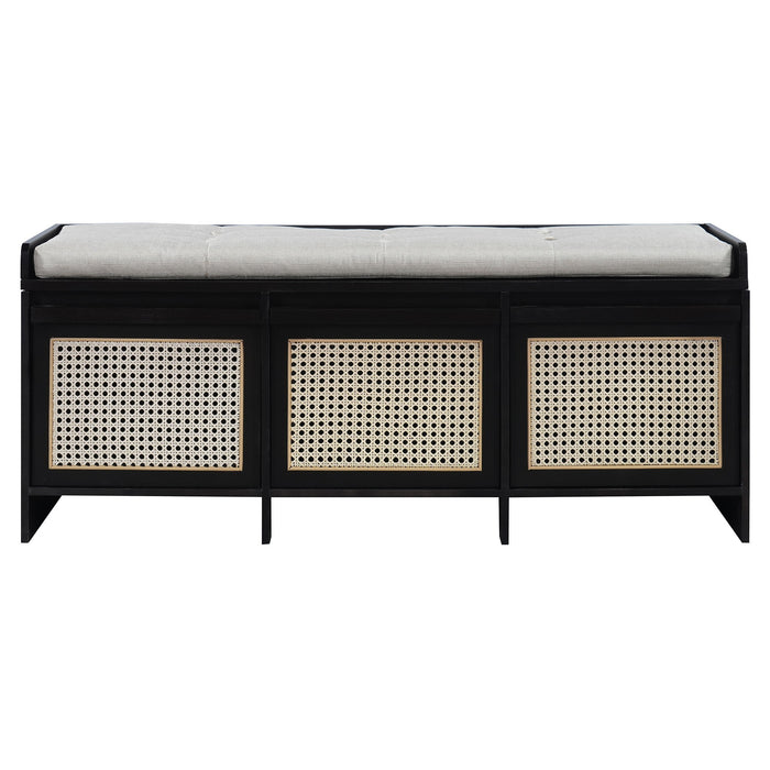 Entryway Shoe Bench With Drawers & Button Tufted Cushion Hearth and Haven