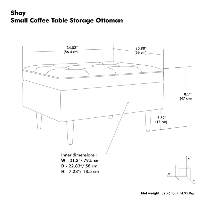 Shay - Large Square Coffee Table Storage Ottoman Mid-Century Style Simpli-Home