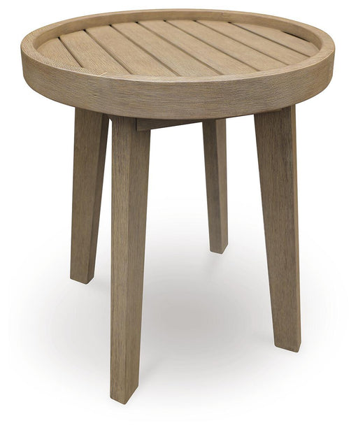 Marina Sun - Round End Table - Beige Signature Design by Ashley®