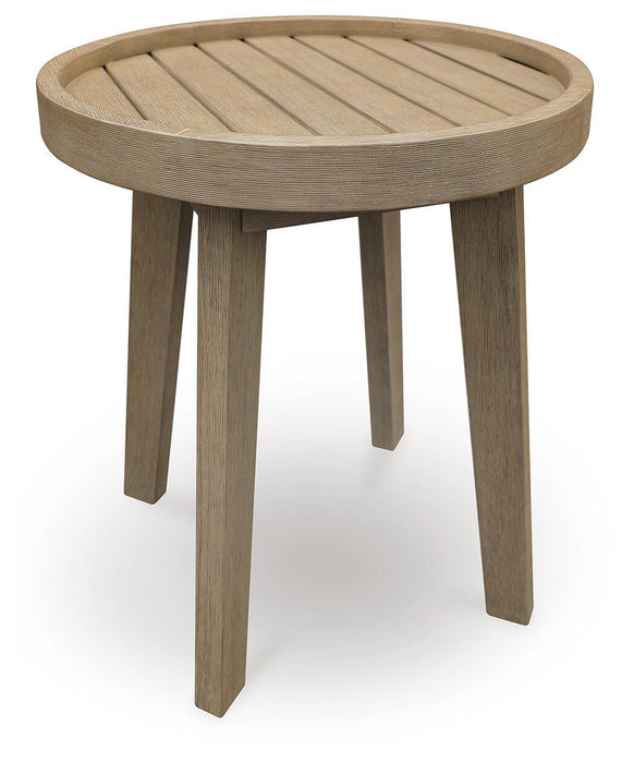Marina Sun - Round End Table - Beige Signature Design by Ashley®