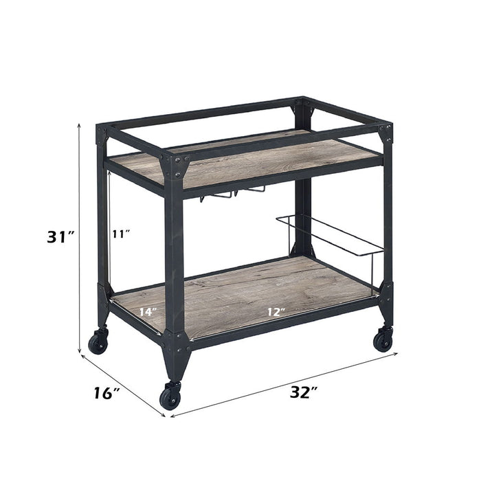Jorgensen - Serving Cart - Rustic Oak & Charcoal ACME