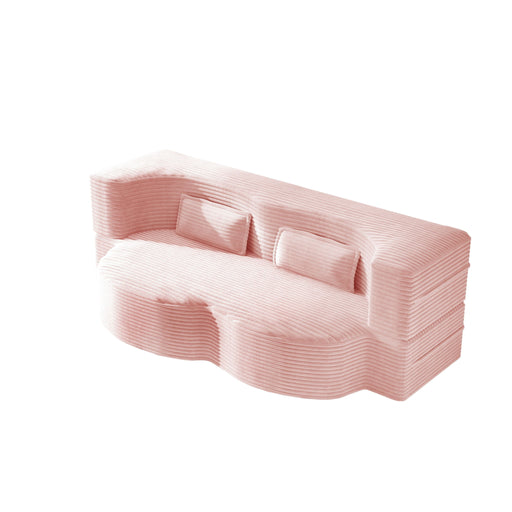 Modern Floor Sofa With 2 Pillows, Convertible Twin Size Folding Mattress For Living Room Home Essentials