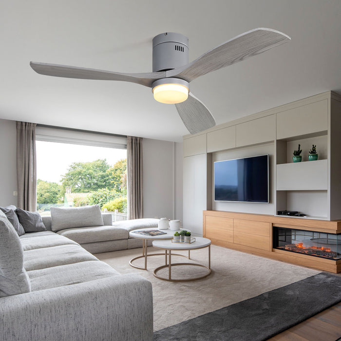 52" Ceiling Fan With LED Light, Reversible DC Motor, Remote Control - Silver Daily Nest