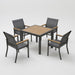 Gray Aluminum Patio Dining Set With Textilene Chairs, 5 Piece All Weather Outdoor Table And Chair Set For Patio, Porch, Garden Home Essentials