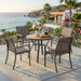 Gray Aluminum Patio Dining Set With Textilene Chairs, 5 Piece All Weather Round Table And 4 Seater For Garden, Deck, Or Porch Home Essentials