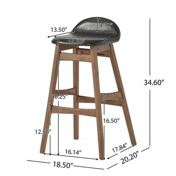 Contemporary Bar Stool With Stylish Seat And Small Backrest Noble House