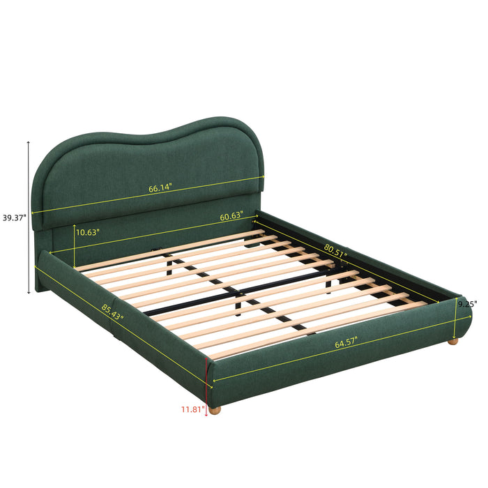 Upholstered Platform Bed Frame With Curved Headboard Home Essentials