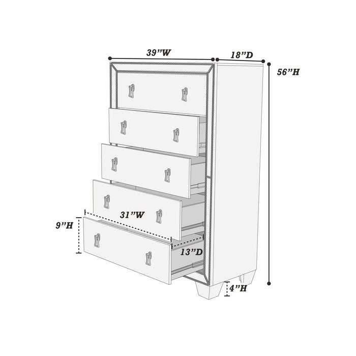 5 Drawer Chest Bedroom Furniture - Silver Home Essentials