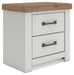 Savonport - Two Drawer Night Stand - White / Brown Benchcraft®