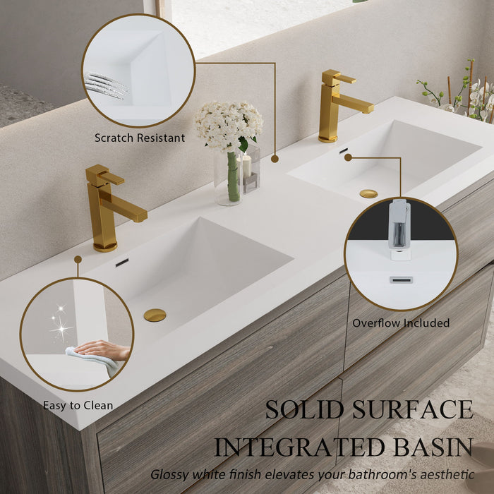 Bathin Freestanding Bathroom Vanity With Double Sinks, Bathroom Storage Vanity Cabinet With Stone Resin Countertop And Soft Close Drawers Home Essentials