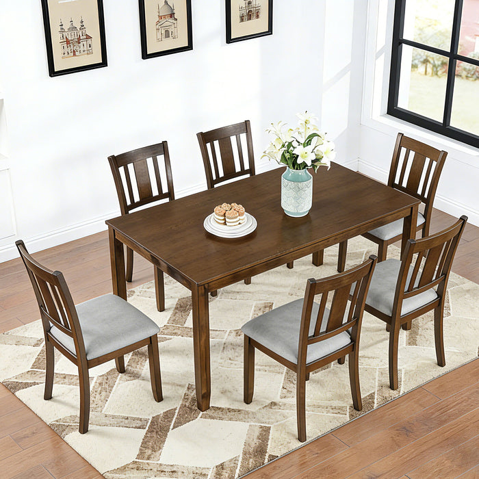 Kitchen Dining Set, Rectangular Dining Table With Upholstered Chairs Home Essentials