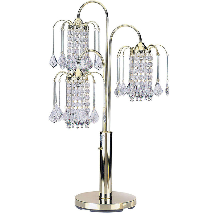 Faux Crystal Three Light Chandelier Table Lamp - Gold