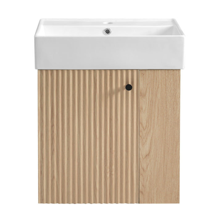 Modern Floating Bathroom Vanity With Ceramic Basin Perfect For Small Bathrooms